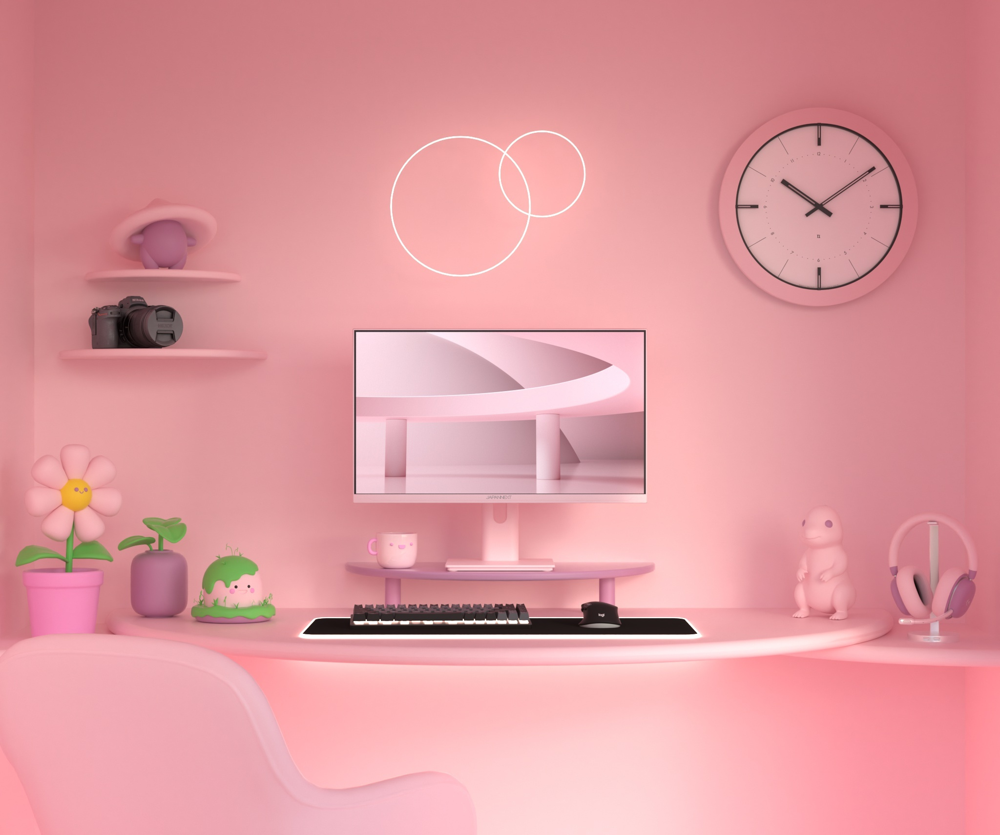 Gaming/deskwork monitor | 23.8" | IPS | FHD | 120Hz | Pastel pink