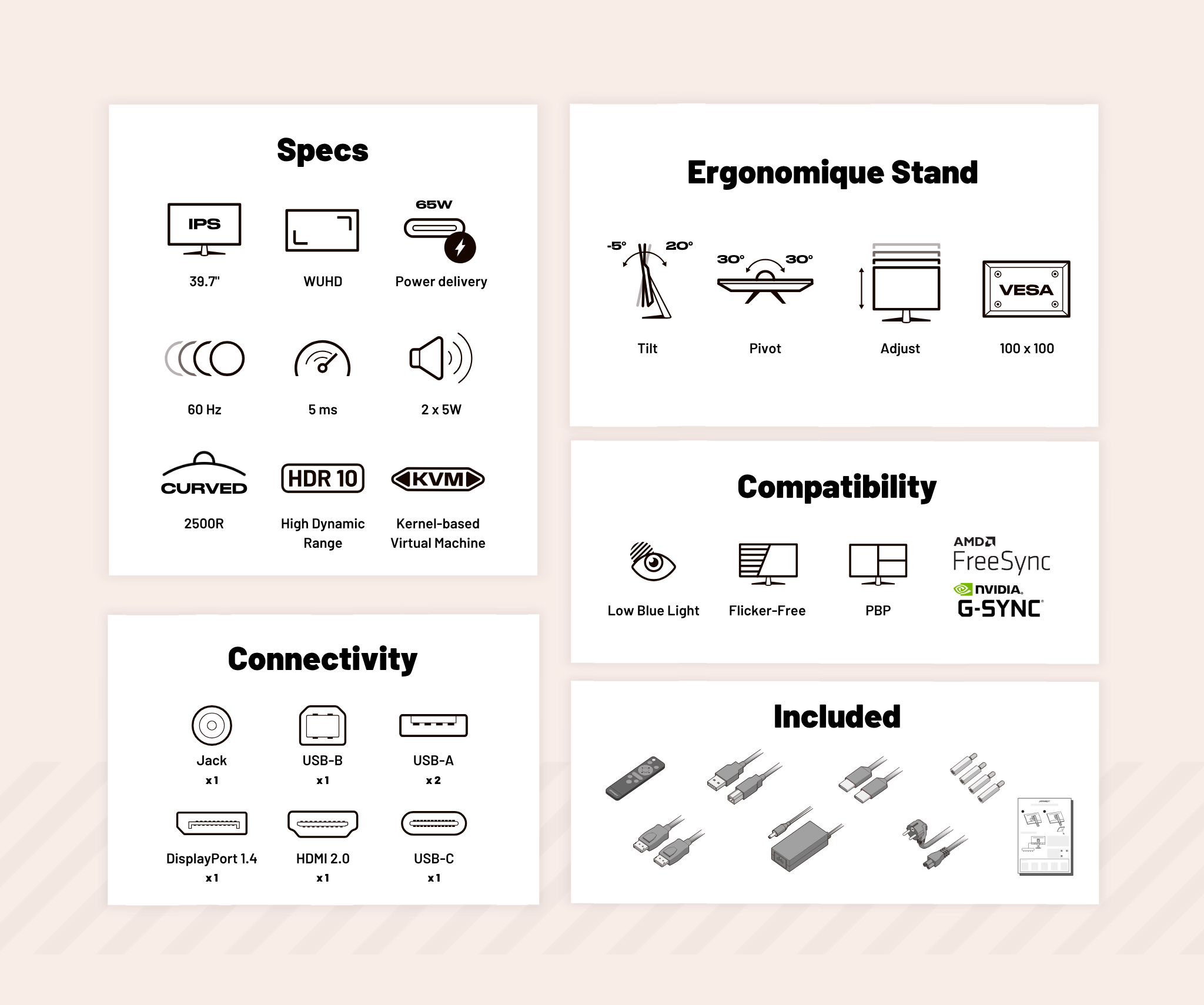 Curved Monitor | 39.7" | WUHD | IPS | USB-C (+ 65W charging)