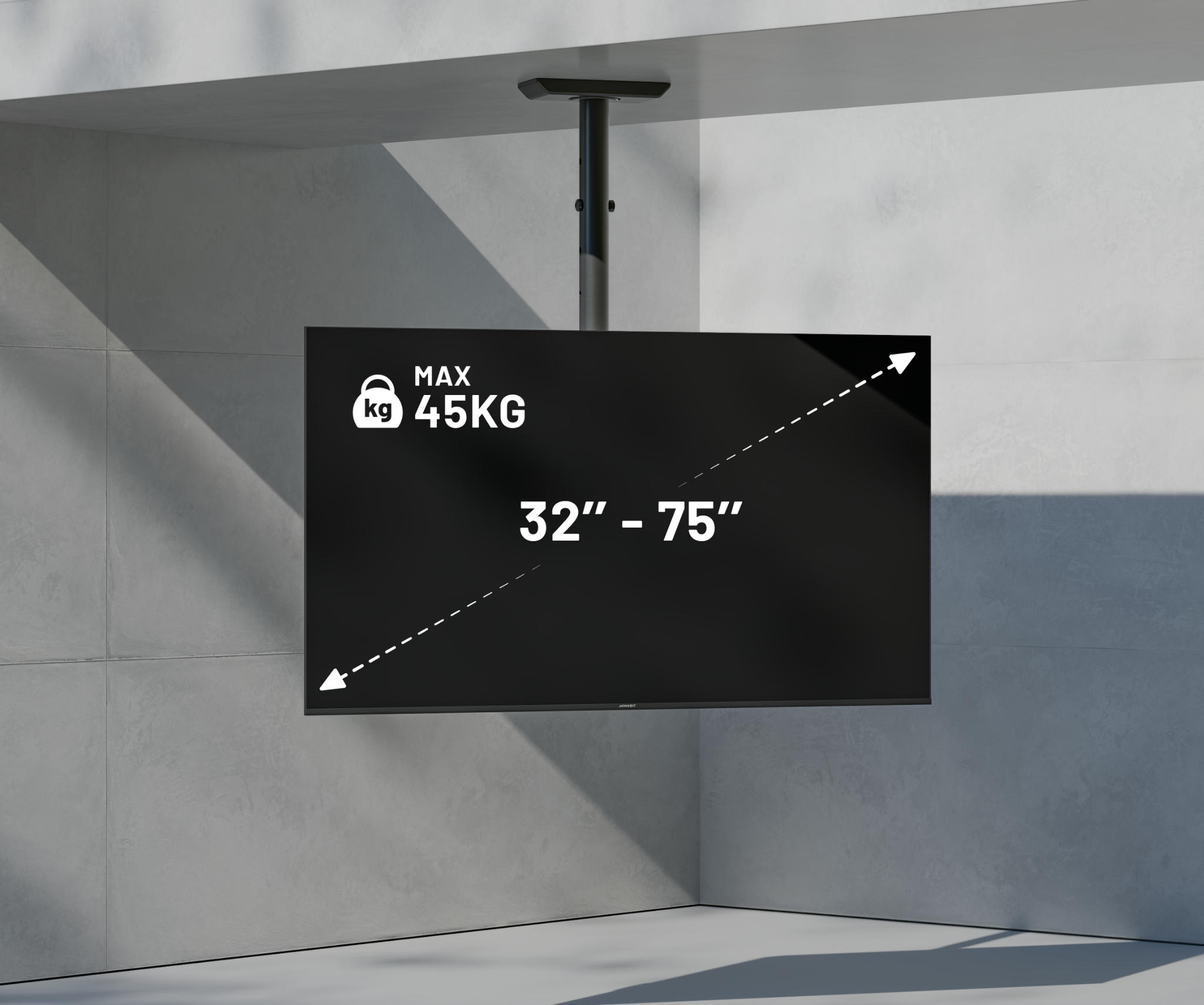 Ceiling mount for large format monitors 32” to 75”