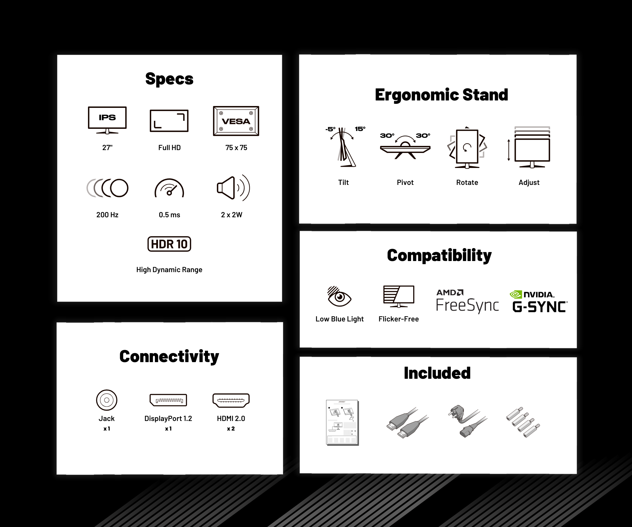 Ecran PC Gaming | 27" | IPS | FHD | 200Hz | HSP