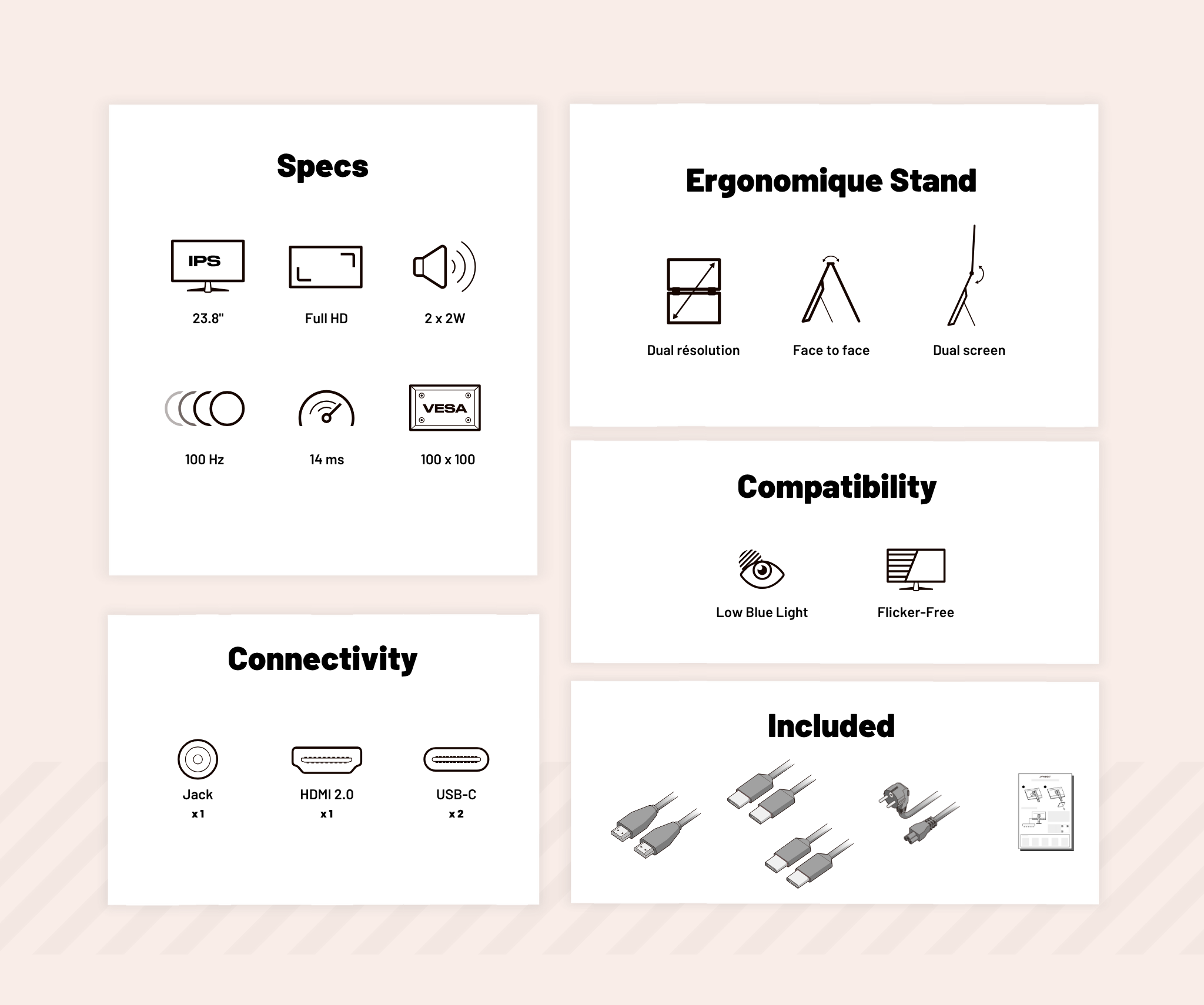 Mobile Dual Monitor | 2 x 23.8” | IPS | FHD