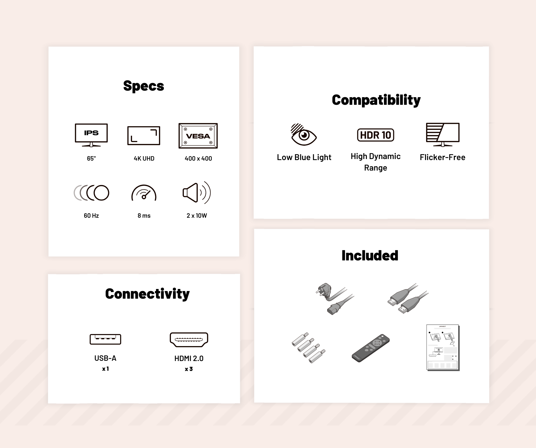 Écran PC Grand Format | 65" | IPS | 4K UHD