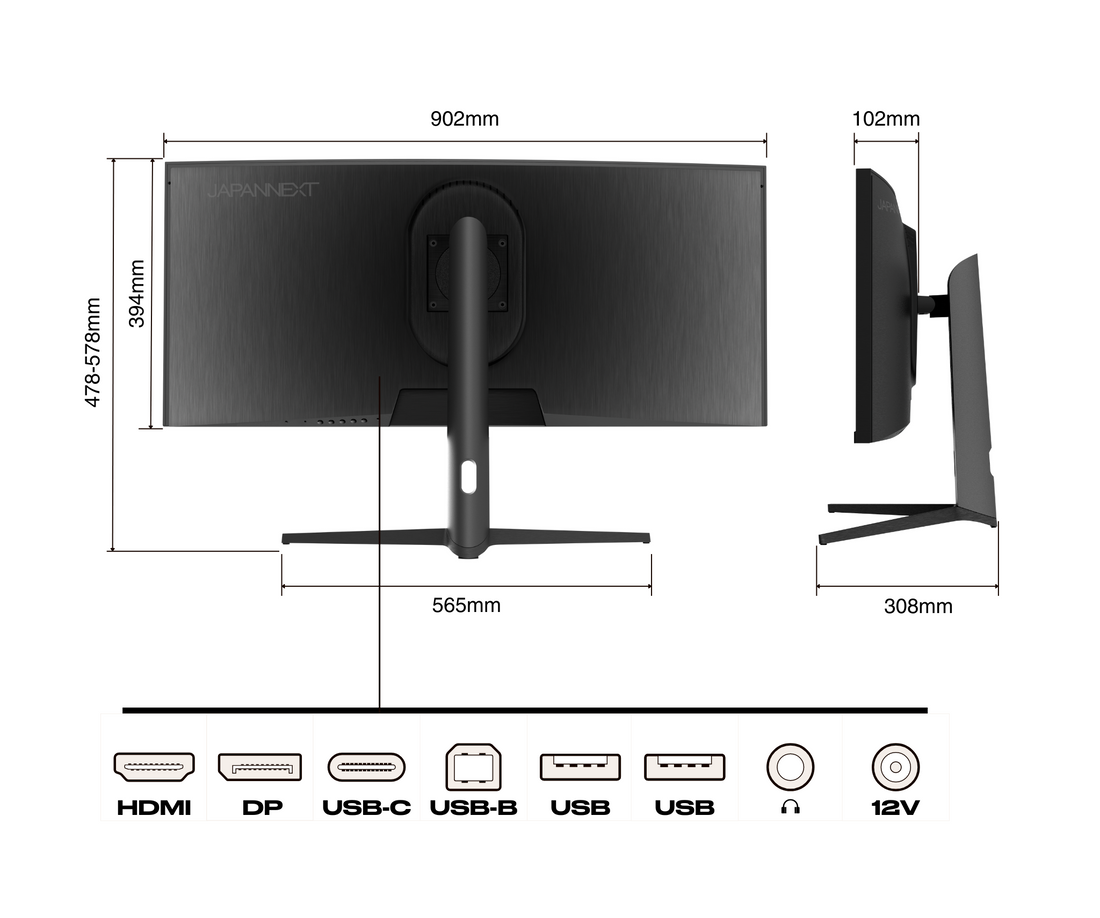 Écran PC Incurvé | 37.5" | UWQHD+ | 144Hz | USB-C (+ charge 65W)