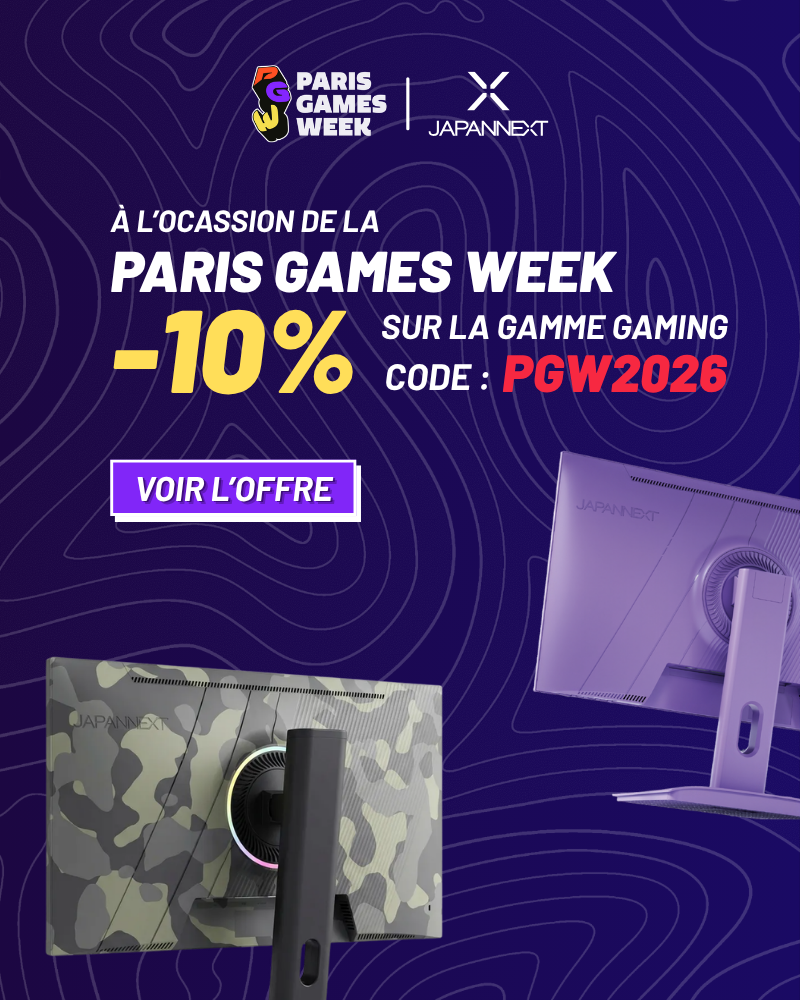 Pour la PGW (Paris Games Week) : profitez de -10 % sur tous les écrans gaming JAPANNEXT avec le code PGW2026