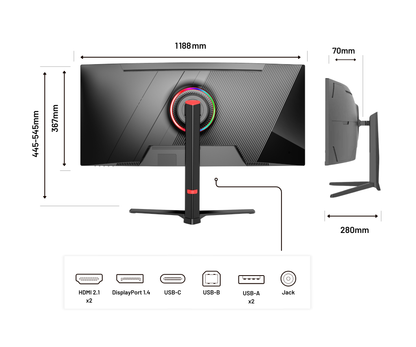 49-inch Curved Monitor, 5K UHD, 165Hz, USB-C 90W, LAN Port. Ideal for Simulation Gaming and Office Work
