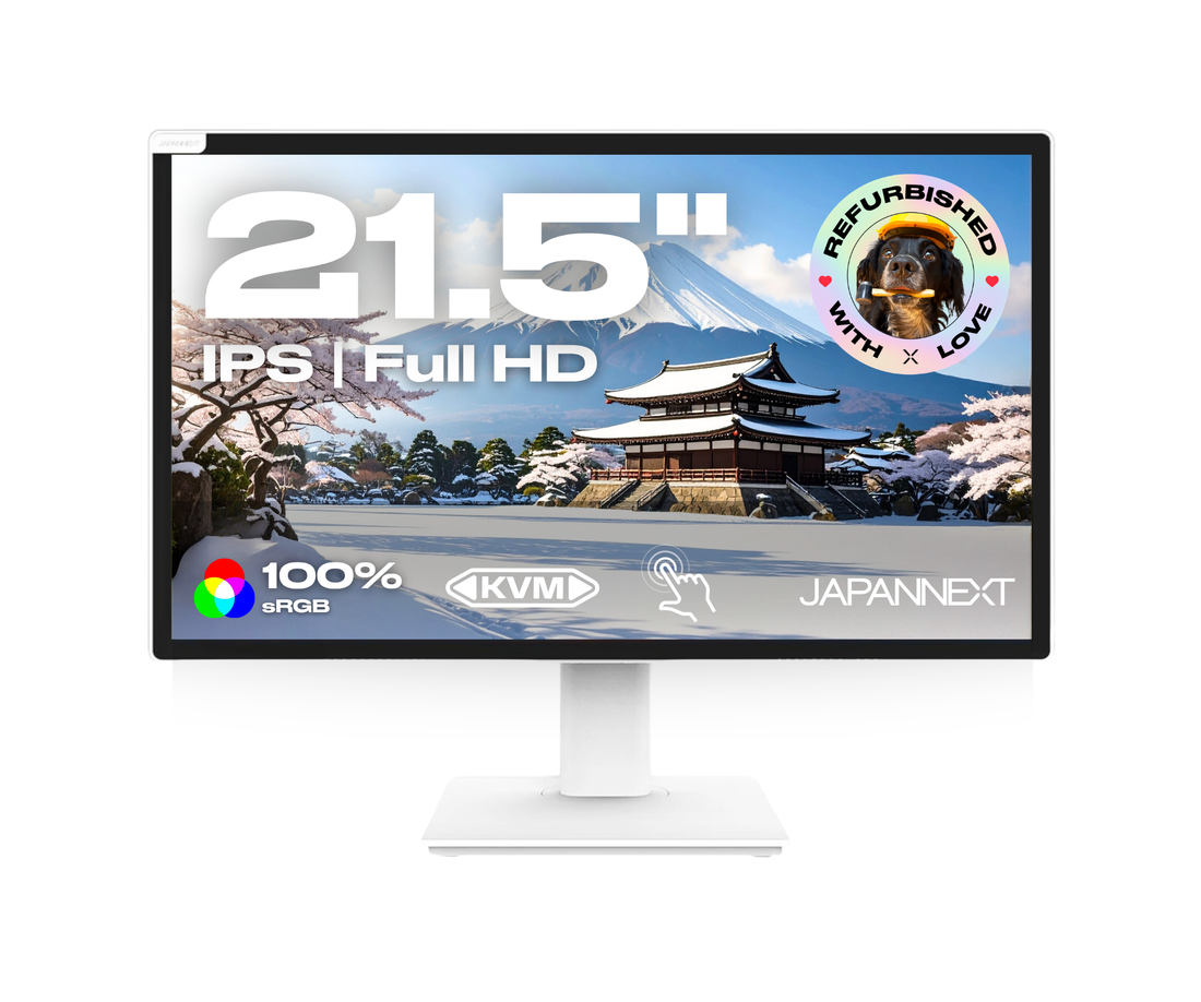Écran PC bureautique tactile Japannext 21,5 pouces Full HD IPS reconditionné, blanc, KVM