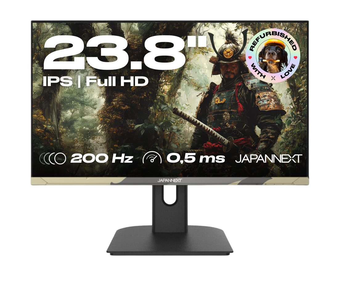 Écran PC gaming Japannext 23,8 pouces Full HD IPS 200 Hz reconditionné, finition camouflage, pied réglable
