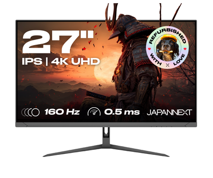 Écran PC gaming Japannext 27 pouces IPS Dual Mode, 4K UHD 160 Hz ou Full HD 320 Hz reconditionné, noir sur pied en V 