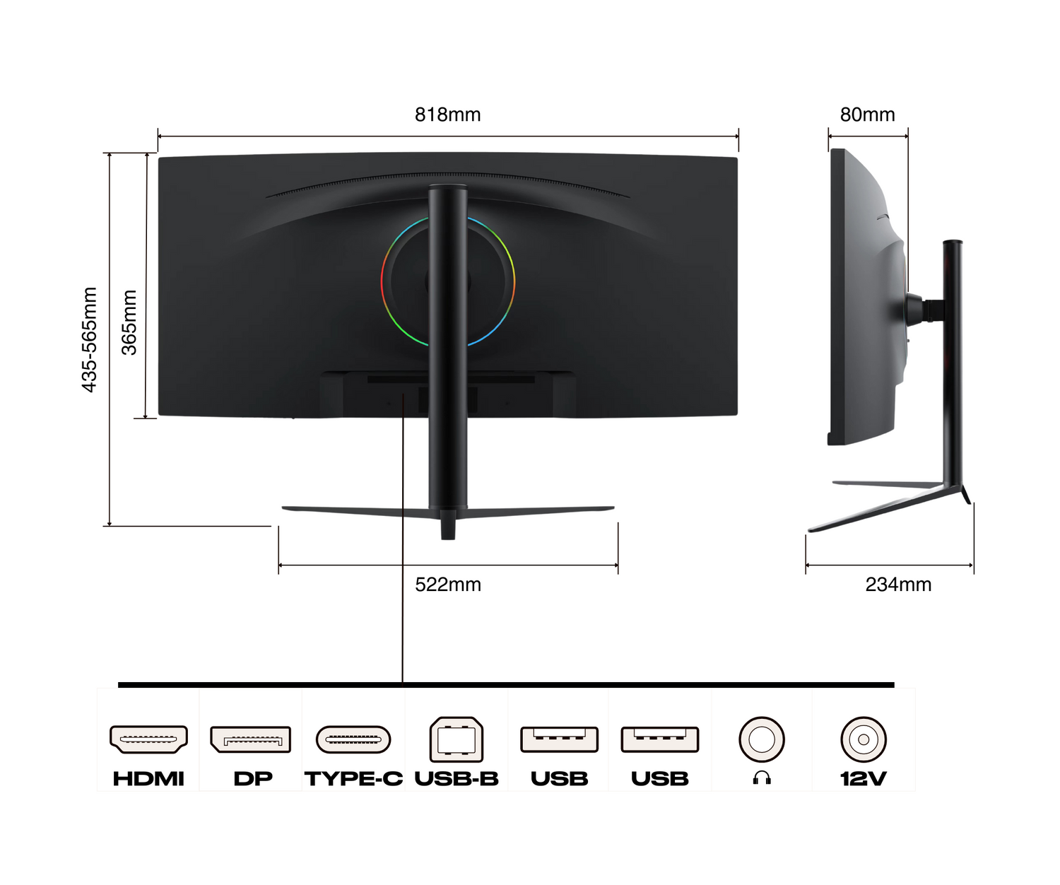 Écran PC Incurvé | 34&quot; | UWQHD | Dalle IPS | USB-C (+ charge 65W)