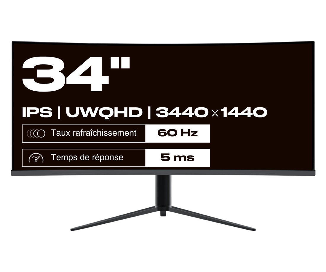 Écran PC Incurvé | 34&quot; | UWQHD | Dalle IPS | USB-C (+ charge 65W)