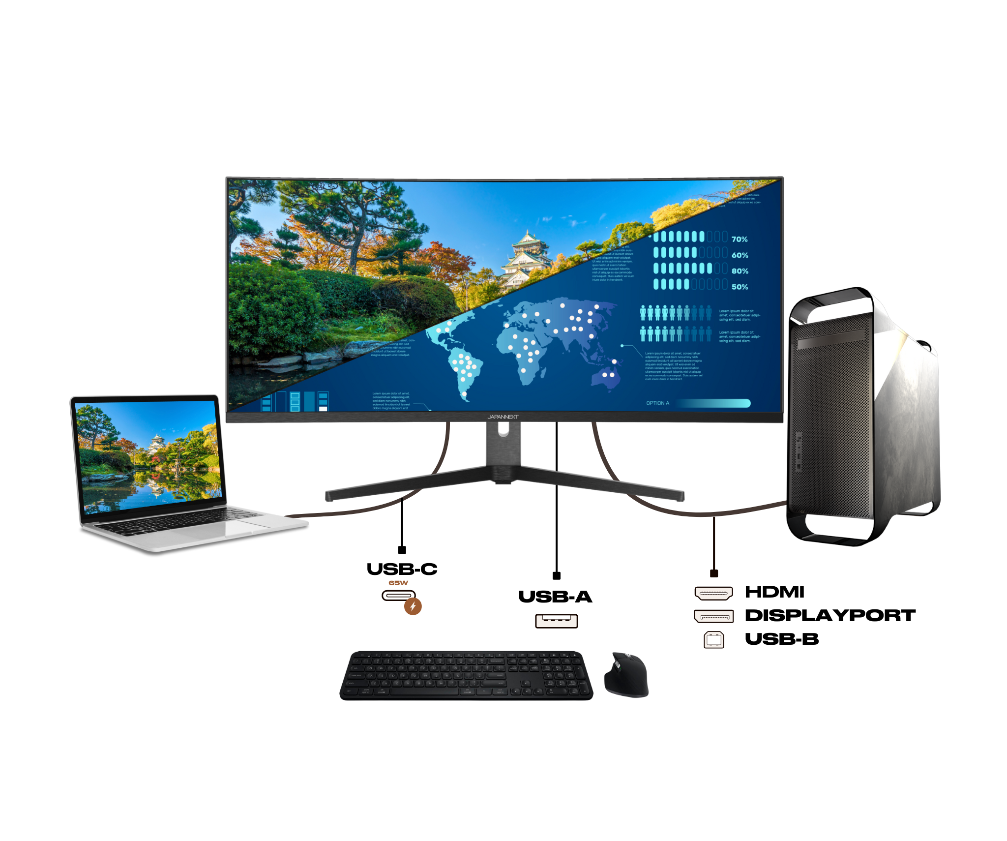 Curved Monitor | 37.5&quot; | UWQHD+ | IPS panel | USB-C (+ 65W charging)