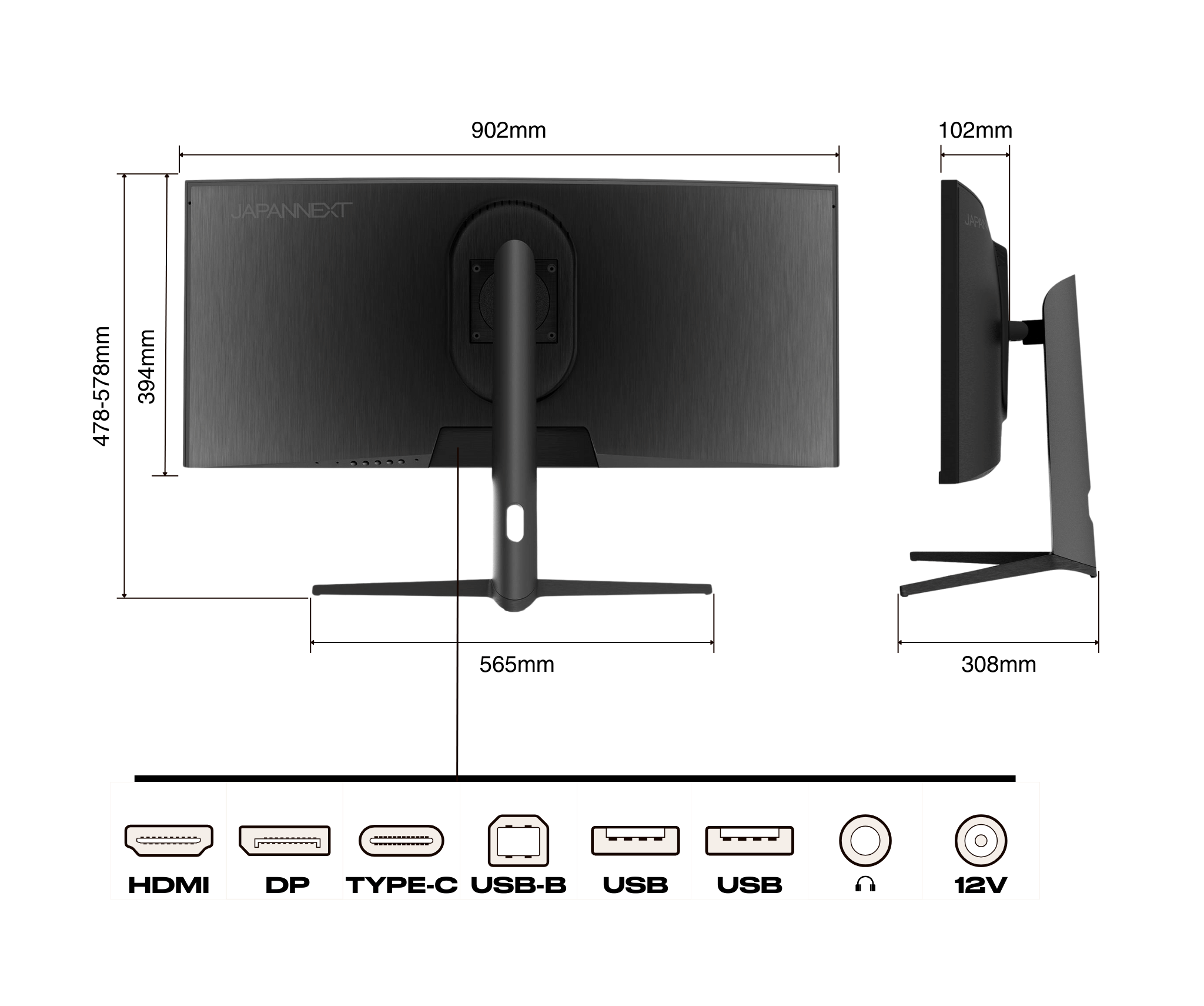 Curved Monitor | 37.5&quot; | UWQHD+ | IPS panel | USB-C (+ 65W charging)