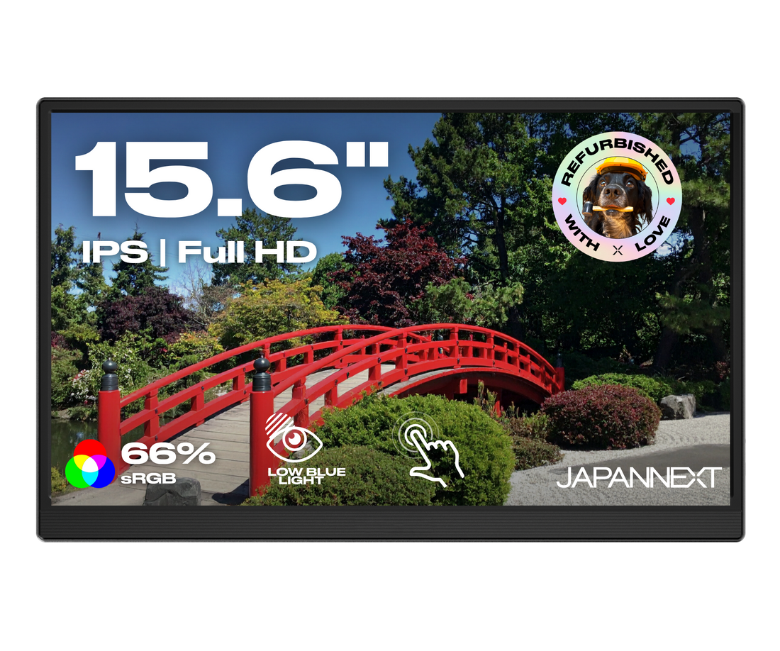 Écran portable tactile Japannext 15,6 pouces Full HD IPS reconditionné, noir
