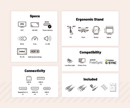 Office PC Monitor | 31.5" | 6K | 60Hz