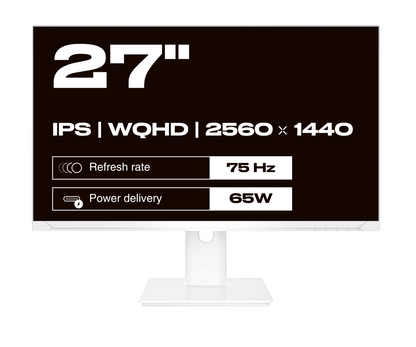 Écran PC Bureautique | 27&quot; | WQHD | Blanc